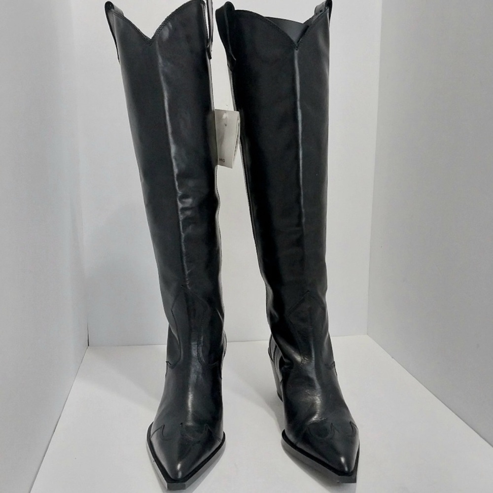 Mango Black Leather Boots - Picture 3 of 13